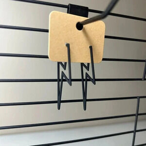 4/$25 Black Lightning Bolts Goth Post Dangly Earrings NEW
